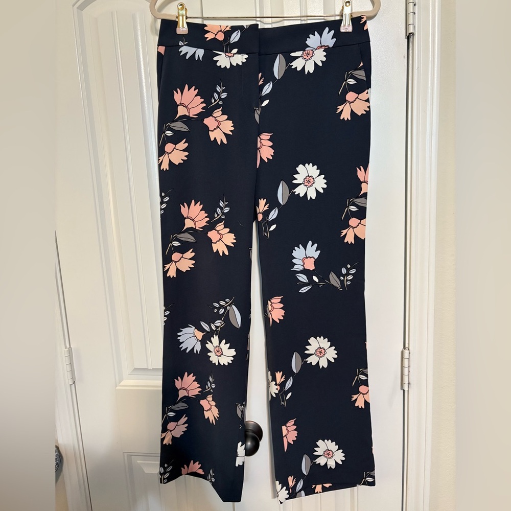 LOFT Navy Floral Trousers
